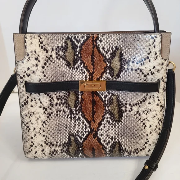 Tory Burch | Lee Radziwill Snake Embossed Small Double Bag in Aspen Multi - Picture 3 of 16